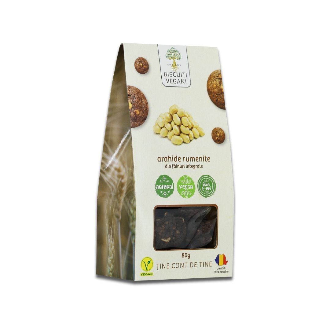 Biscuiti vegani cu arahide rumenite, 80 gr, Govinda