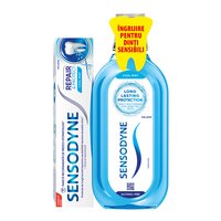 Pasta de dinti Repair & Protect 75 ml + Apa de gura Cool Mint 500 ml, Sensodyne
