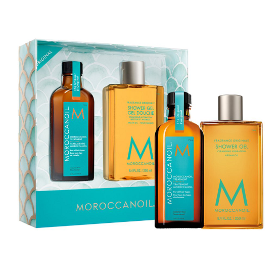 Pachet Everyday Escape Original Tratament pentru toate tipurile de par si Gel de dus, 100 ml + 250 ml, Moroccanoil