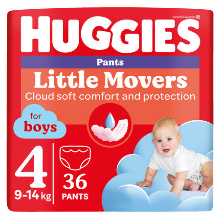 Scutece Pants Little Movers, Nr. 4, 9-14 kg, Boys, 36 bucati, Huggies 801296