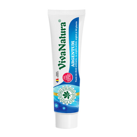 Pasta de dinti cu argila si argint Gennadent Argentum, 80 ml, Vivanatura 765436