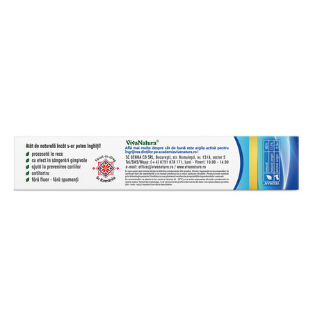 Pasta de dinti cu argila si argint Gennadent Argentum, 80 ml, Vivanatura 765433