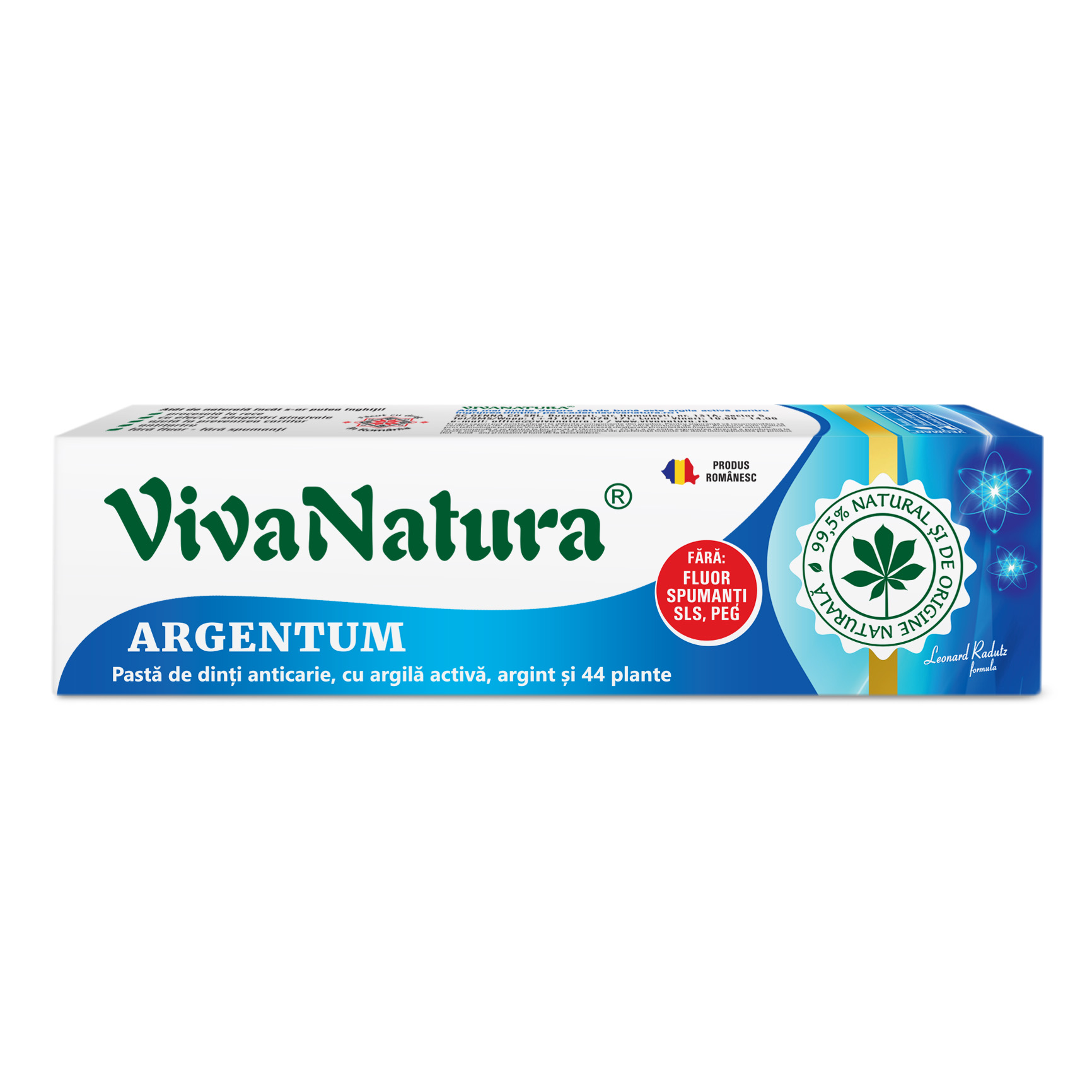 Pasta de dinti cu argila si argint Gennadent Argentum, 80 ml, Vivanatura