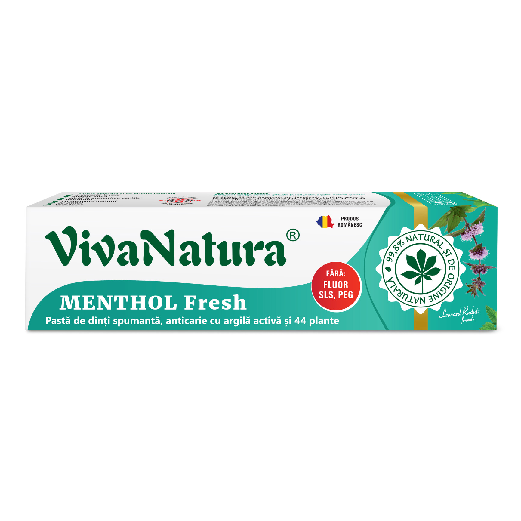 Pasta de dinti GennaDent Menthol, 80 ml, Vivanatura