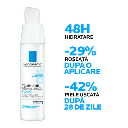 Fluid hidratant, calmant si reparator pentru ten alergic sau reactiv Toleriane Dermallergo, 40 ml, La Roche-Posay 559531