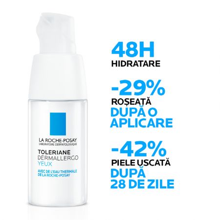 Crema hidratanta pentru conturul ochilor Toleriane Dermallergo, 20 ml, La Roche Posay 559506