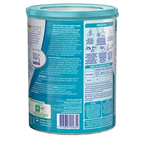 Pachet Formula de lapte Nan 4 Optipro, +2 ani, 2x800 g, Nestle 534634