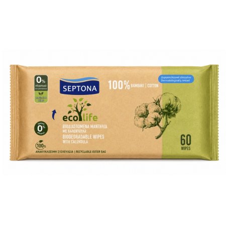 Servetele umede biodegradabile pentru bebelusi Eco Life, 60 bucati, Septona
