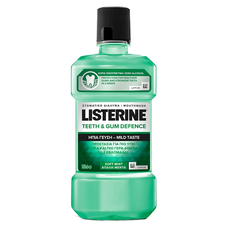 Apa de gura Listerine Teeth & Gum Defence, Fara Alcool, 500 ml, Johnson&Johnson