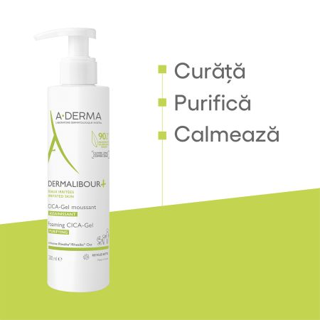 Gel spumant pentru piele iritata Cica Dermalibour, 200 ml, A-Derma 605961