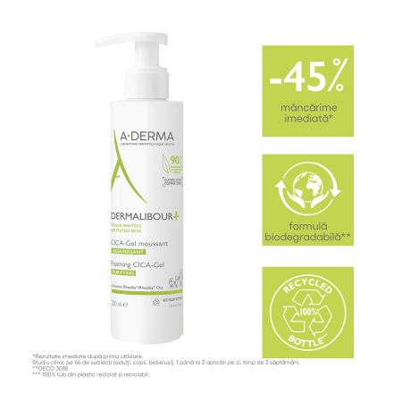 Gel spumant pentru piele iritata Cica Dermalibour, 200 ml, A-Derma 605960
