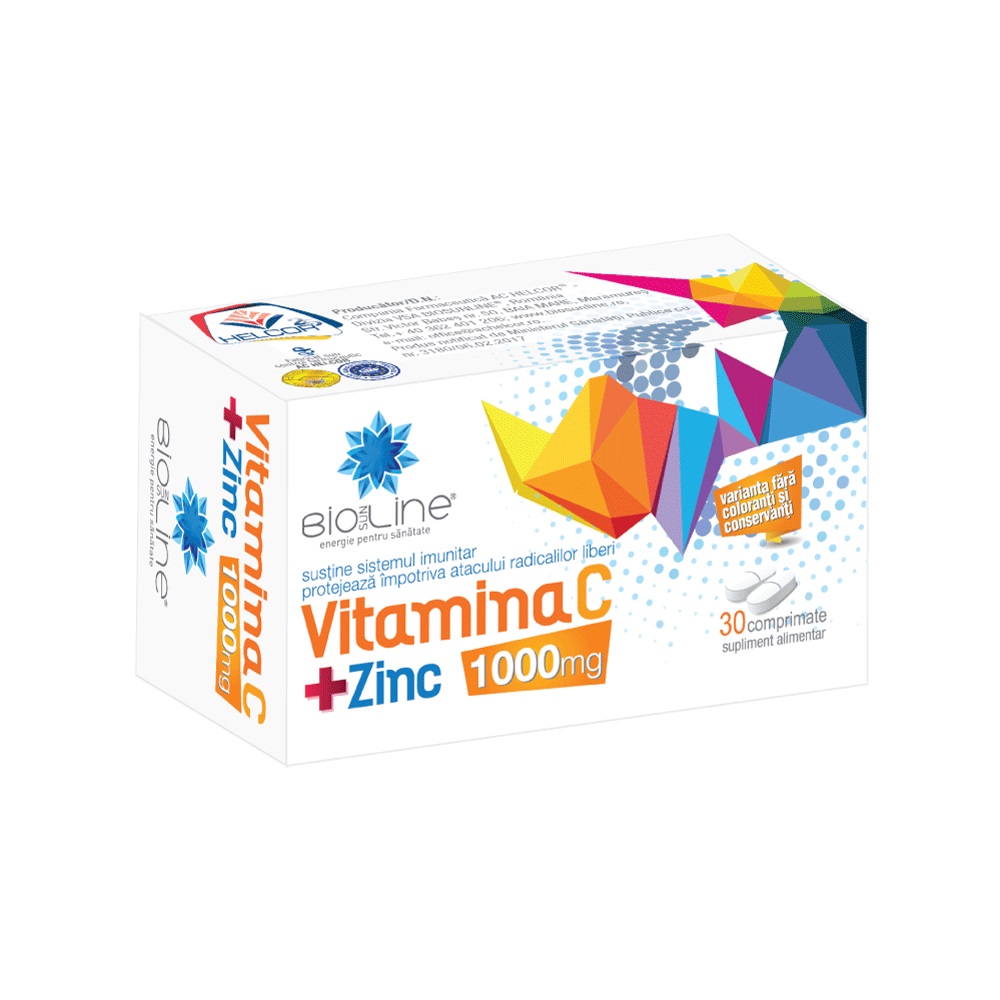 Vitamina C 1000 mg si Zinc, 30 comprimate, BioSunLine