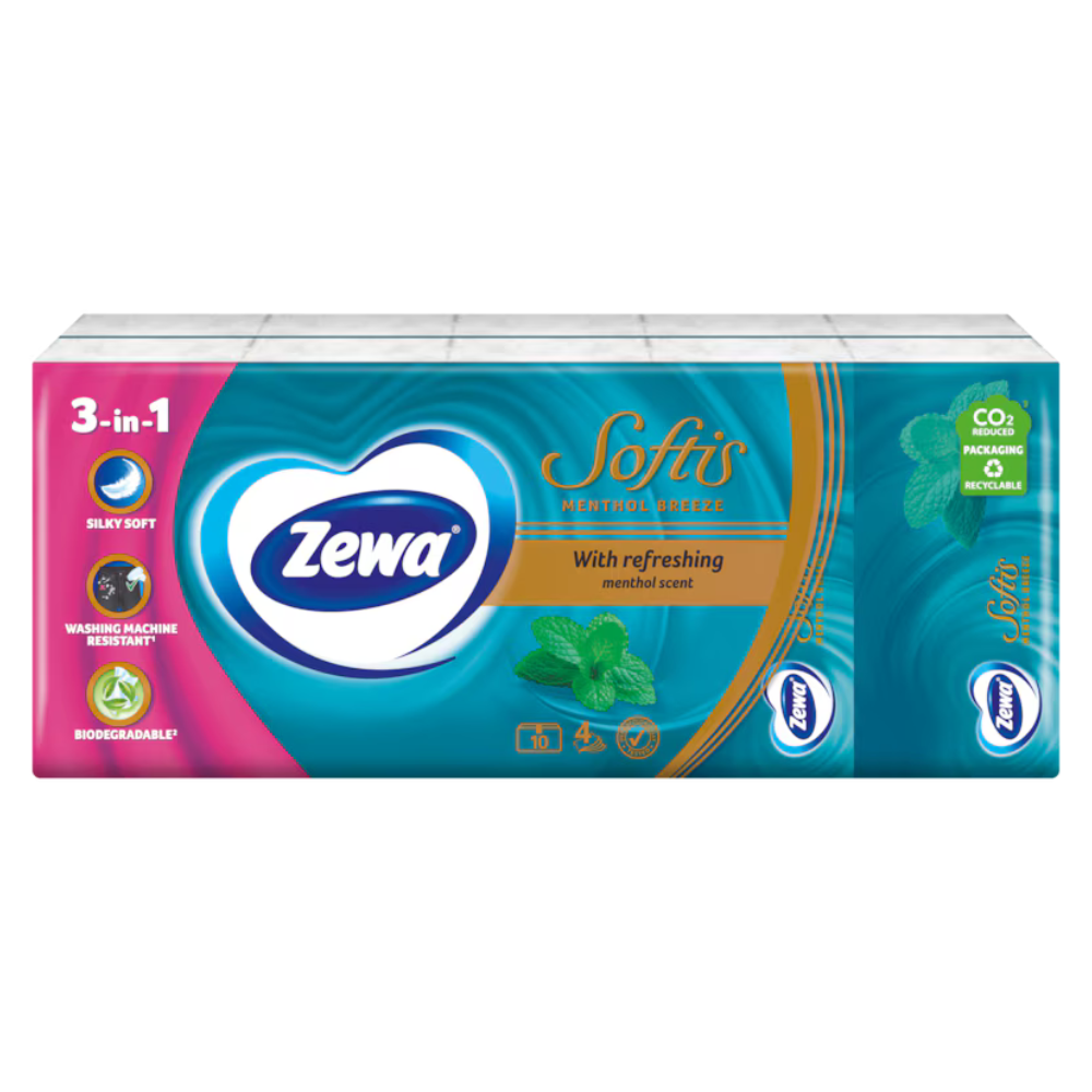 Batiste de hartie delicate 4 straturi Softis, 10 pachete, Zewa