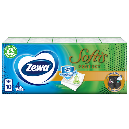 Batiste de hartie delicate 4 straturi Softis Protect, 10 pachete, Zewa