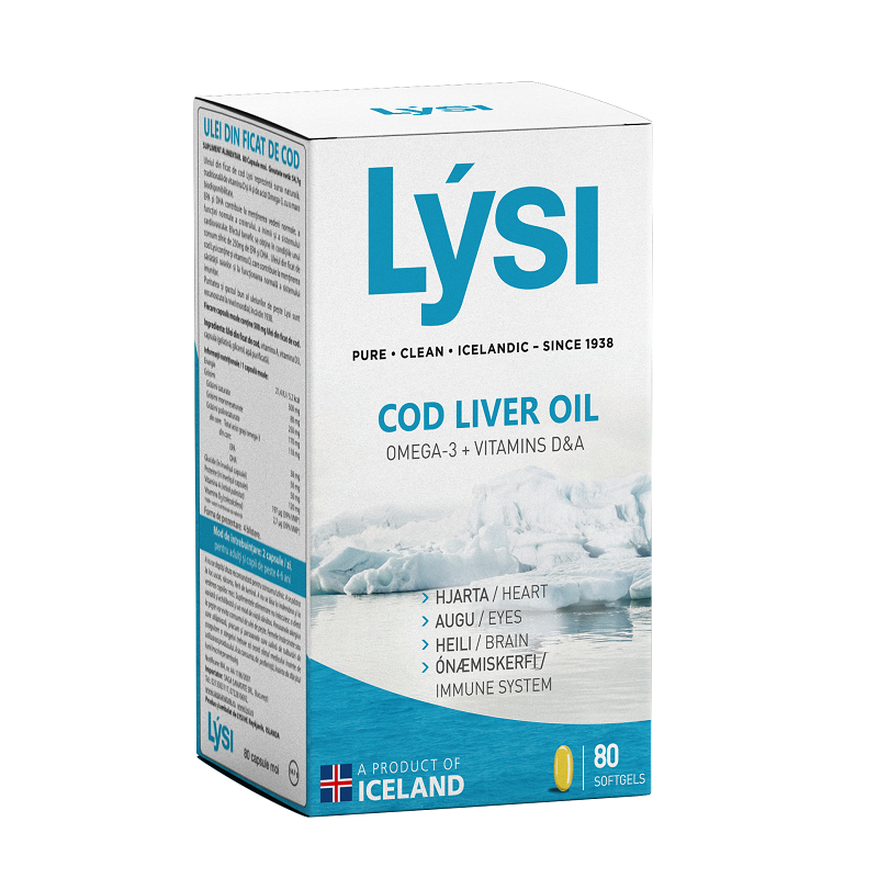 Ulei din ficat de cod cu Omega 3, 80 capsule, Lysi