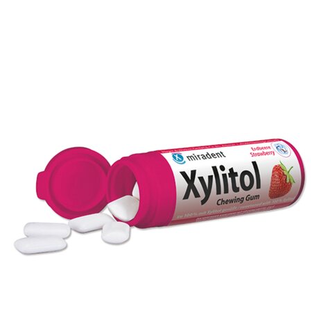 Guma de mestecat copii, Capsuni, 30 g, Miradent Xylitol 713652