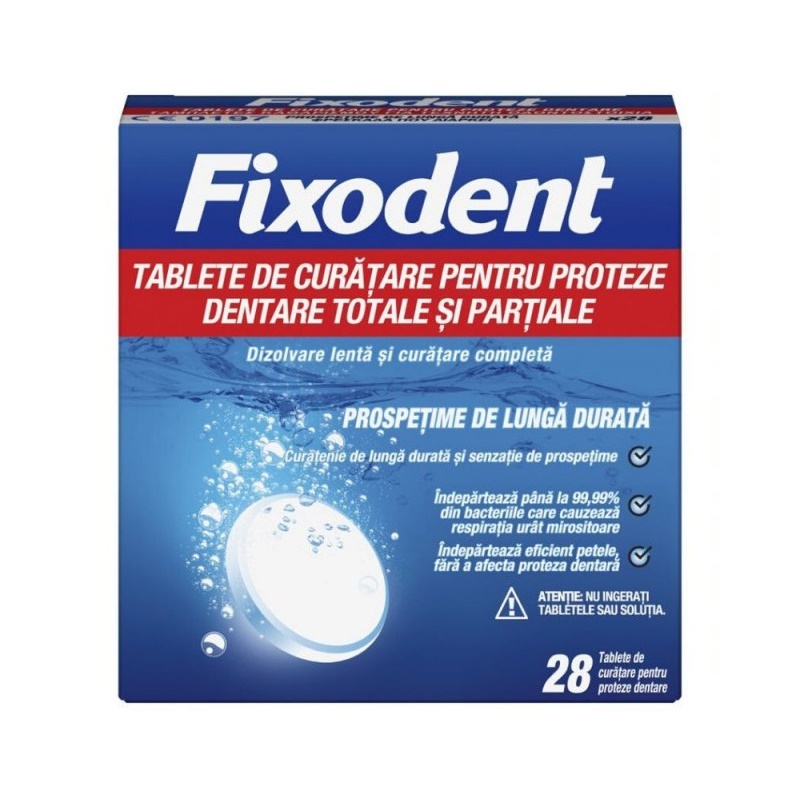 Tablete de curatare pentru proteze dentare Fixodent, 28 tablete, P&G