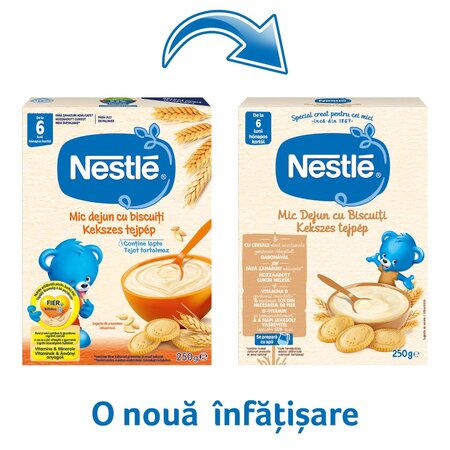 Cereale mic dejun cu biscuiti si lapte Infant Cereals, +6 luni, 250 g, Nestle 534357