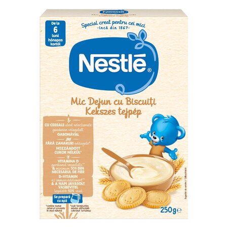 Cereale mic dejun cu biscuiti si lapte Infant Cereals, +6 luni, 250 g, Nestle 534353
