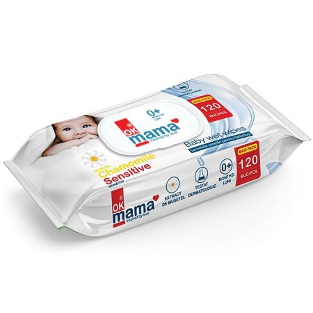 Servetele umede bebe Sensitive, 120 bucati, Ok Mama