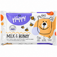 Servetele umede Milk & Honey, +0 luni, 64 bucati, Happy