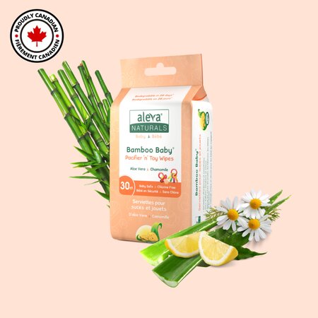 Servetele umede din fibre de bambus pentru curatarea suzetelor si a jucariilor, 30 bucati, Aleva Naturals 704766