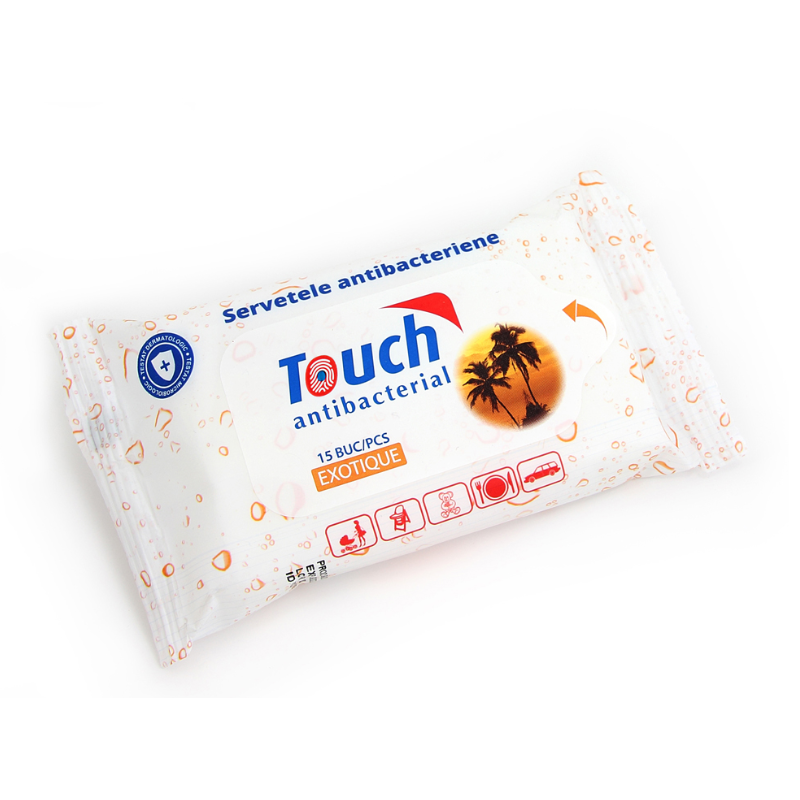 Servetele umede antibacteriene Exotique, 15 bucati, Touch