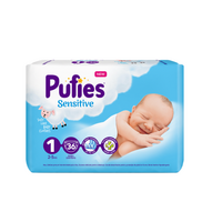 Scutece Sensitive Marimea 1 Newborn, 36 bucati, 2-5 kg, Pufies 
