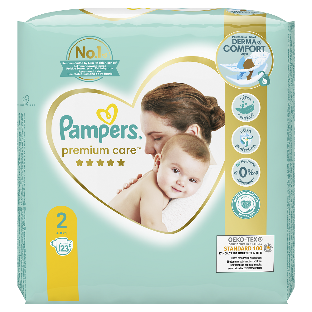 Scutece Premium Care, Nr. 2, 4- 8 kg, 23 buc, Pampers