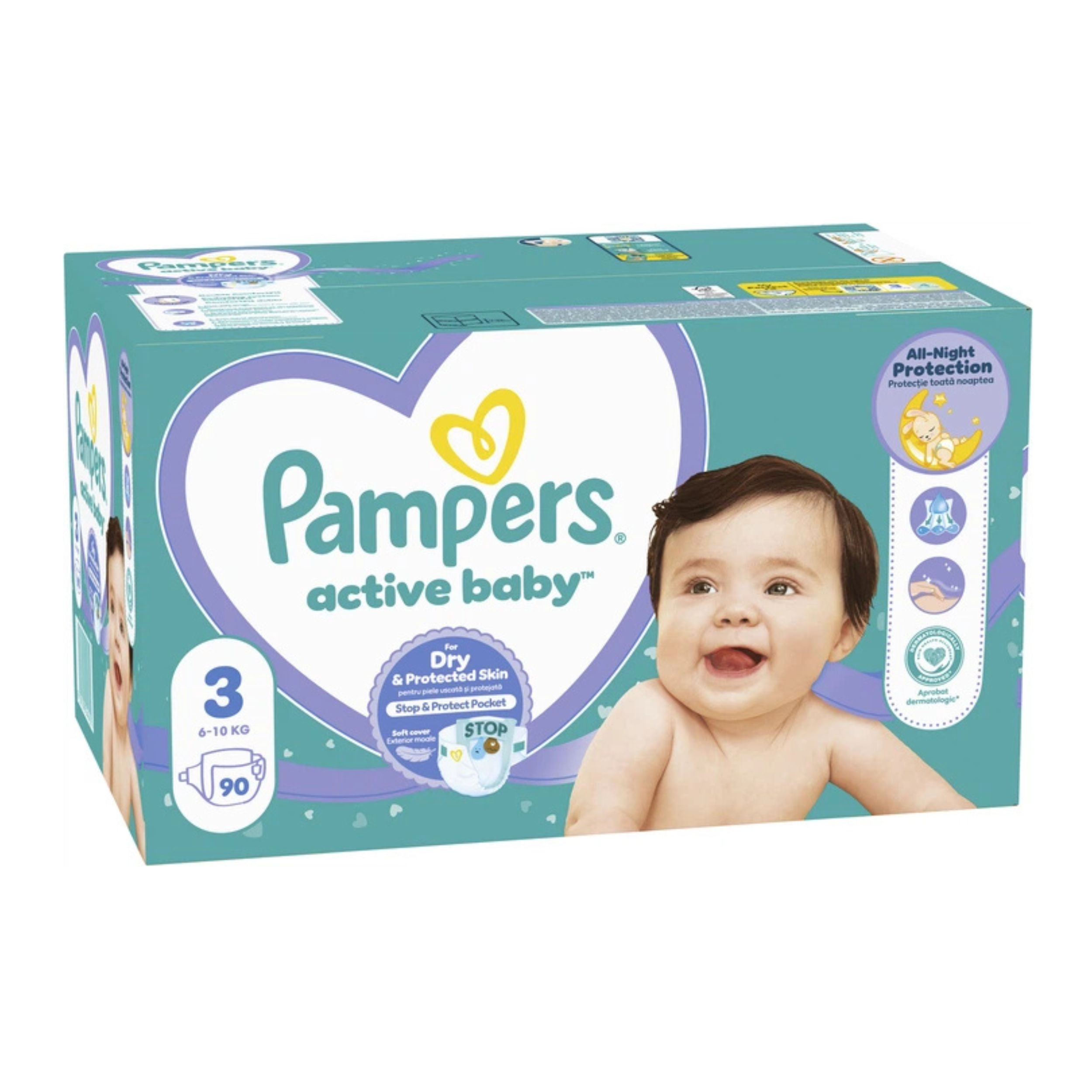 Scutece Active Baby, Nr. 3, 6- 10 kg, 90 buc, Pampers