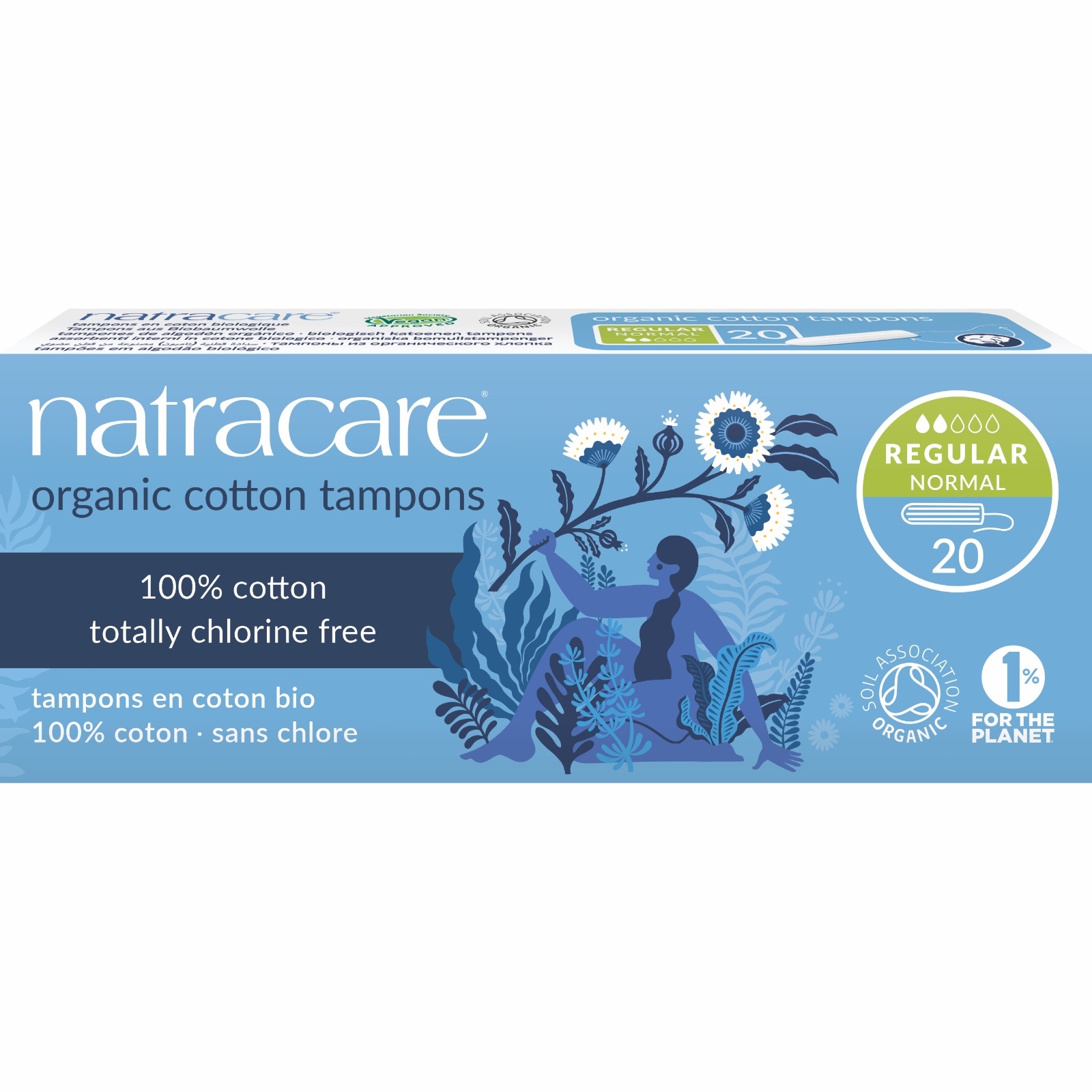 Tampoane interne Organice fara aplicator, Regular, 20 bucati, Natracare