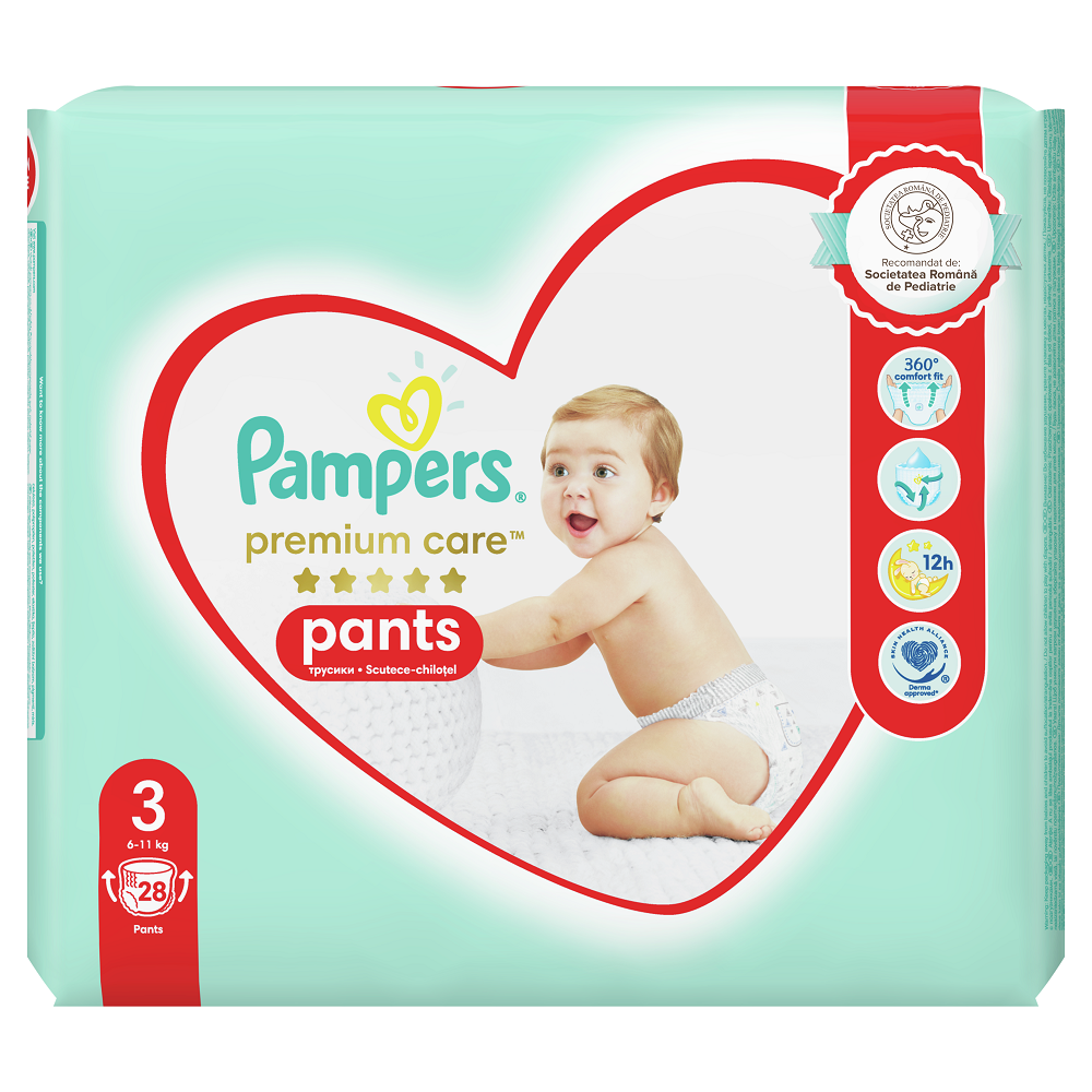 Scutece Pants Premium Care, Nr. 3, 6-11 Kg, 28 buc, Pampers