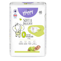 Scutece Before New Born Soft&Delicate, Nr.0, <2 kg, 46 bucati, Happy