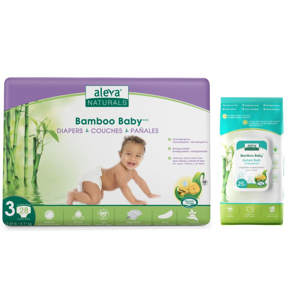 Scutece Bamboo Baby Nr. 3, 6- 11 Kg, 28 bucati, Aleva Naturals