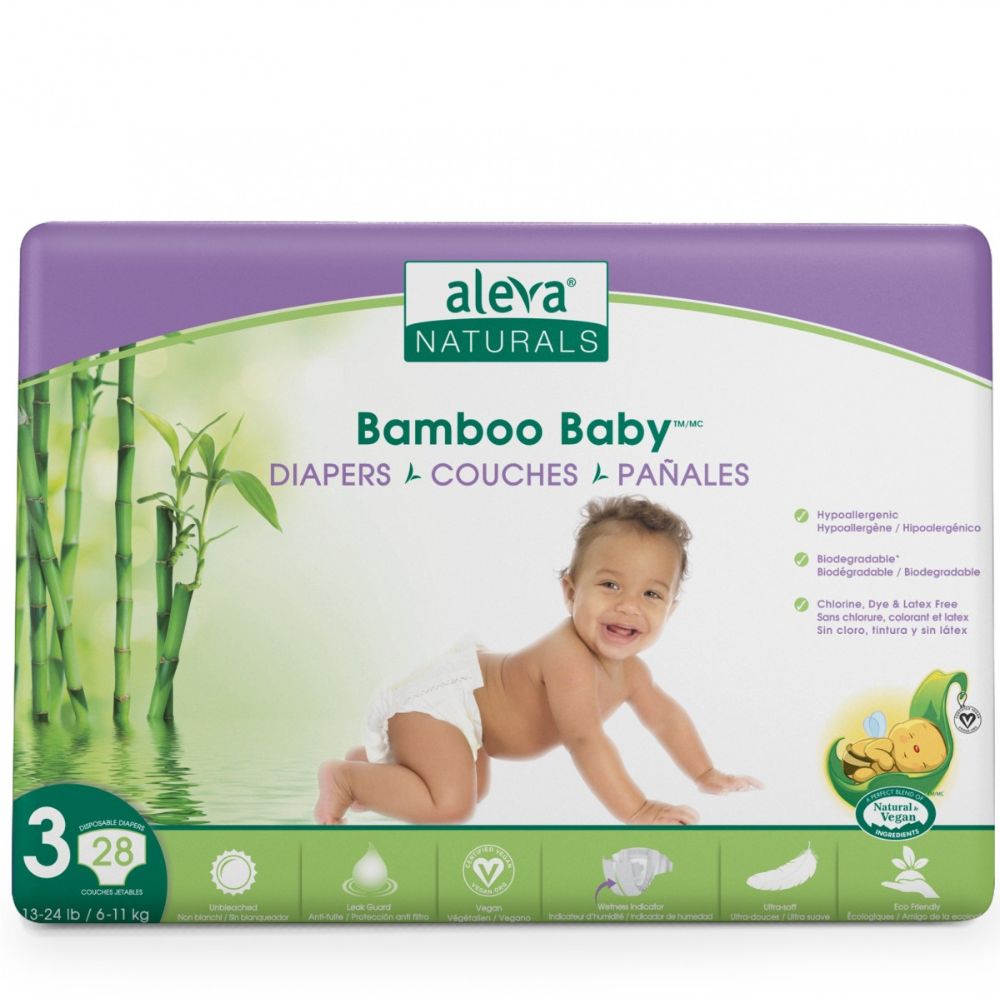 Scutece Bamboo Baby Nr. 3, 6- 11 Kg, 28 bucati, Aleva Naturals