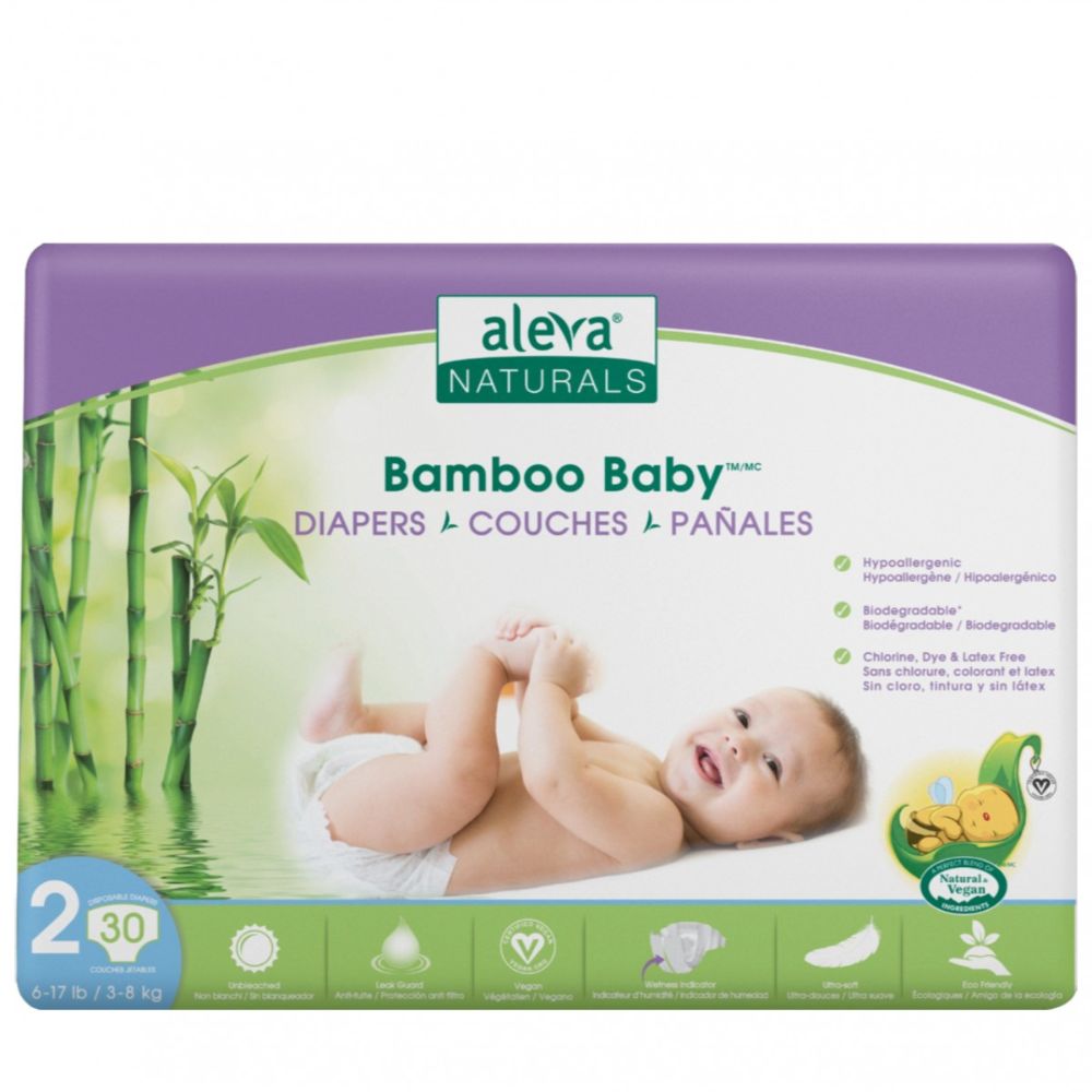 Scutec Bamboo Baby Nr. 2, 3 -8 Kg, 30 bucati, Aleva Naturals