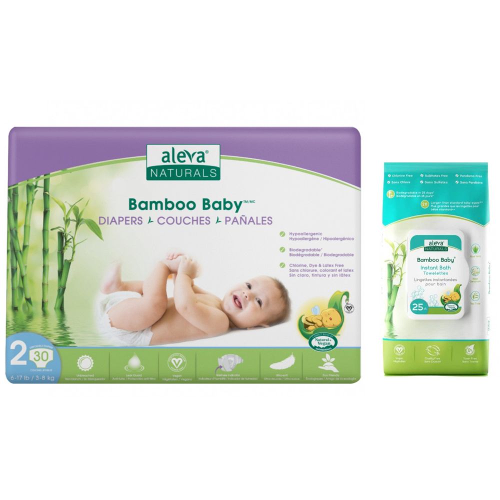 Scutec Bamboo Baby Nr. 2, 3 -8 Kg, 30 bucati, Aleva Naturals