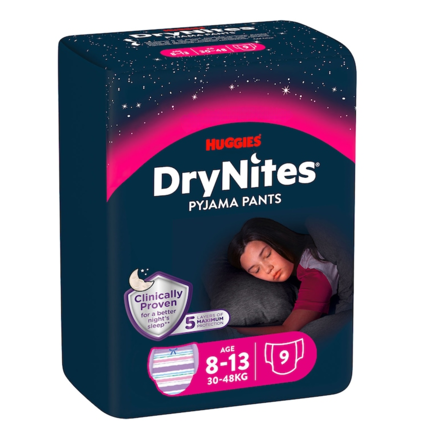 Scutece fetite DryNites, 8-13 ani, 30-48 kg, 9 bucati, Huggies