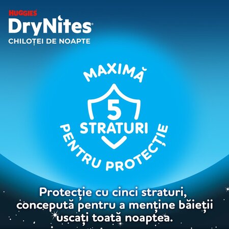 Scutece de noapte Pants DryNites, Baieti, 4-7 ani, 17-30 kg, 10 bucati, Huggies 776430