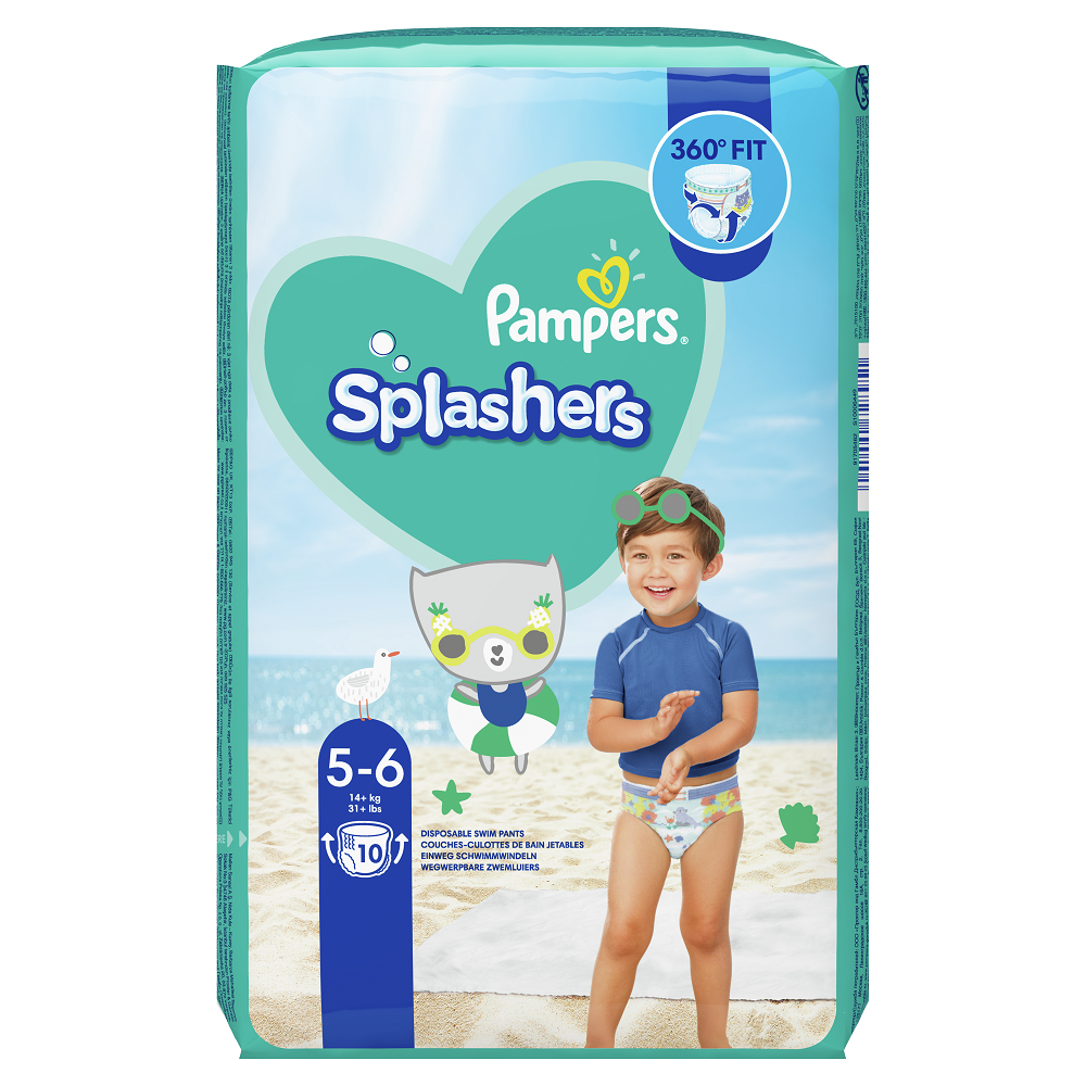 Scutece pentru baie Splashers, Nr. 5-6, 14+ kg, 10 buc, Pampers