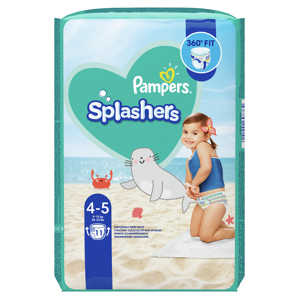 Scutece pentru baie Splashers, Nr. 4-5, 9-15 kg, 11 buc, Pampers