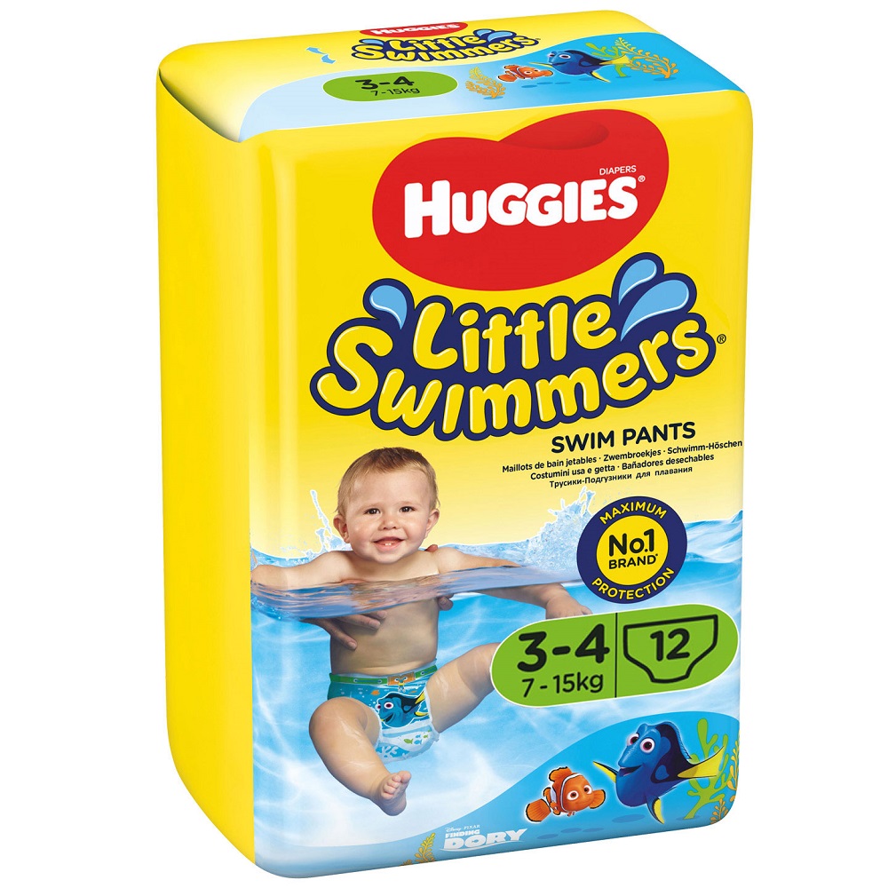 Chilotei impermeabili pentru inot Little Swimmers Nr. 3-4, 7-15 Kg, 12 bucati, Huggies