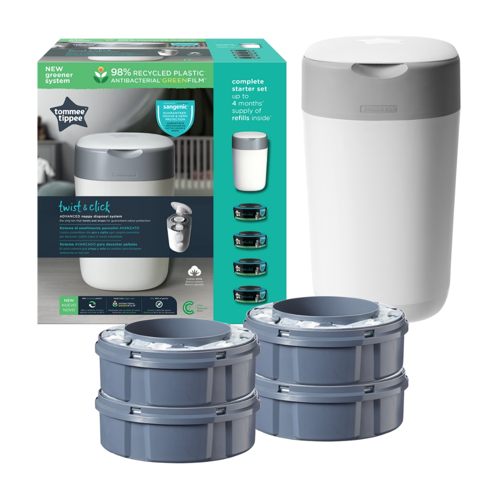 Pachet Cos pentru scutece Sangenic Tec Twist&Click + 4 rezerve, Tommee Tippee