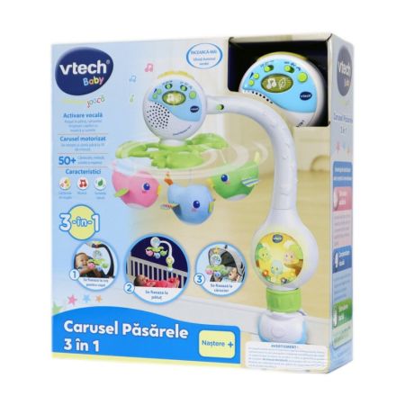 Carusel cu Pasarele 3 in 1, 0-5 luni, Vtech Invata prin Joaca