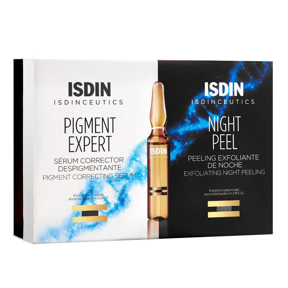 Ser corector pentru depigmentare si Peeling exfoliant de noapte, 10 + 10 fiole, Isdin