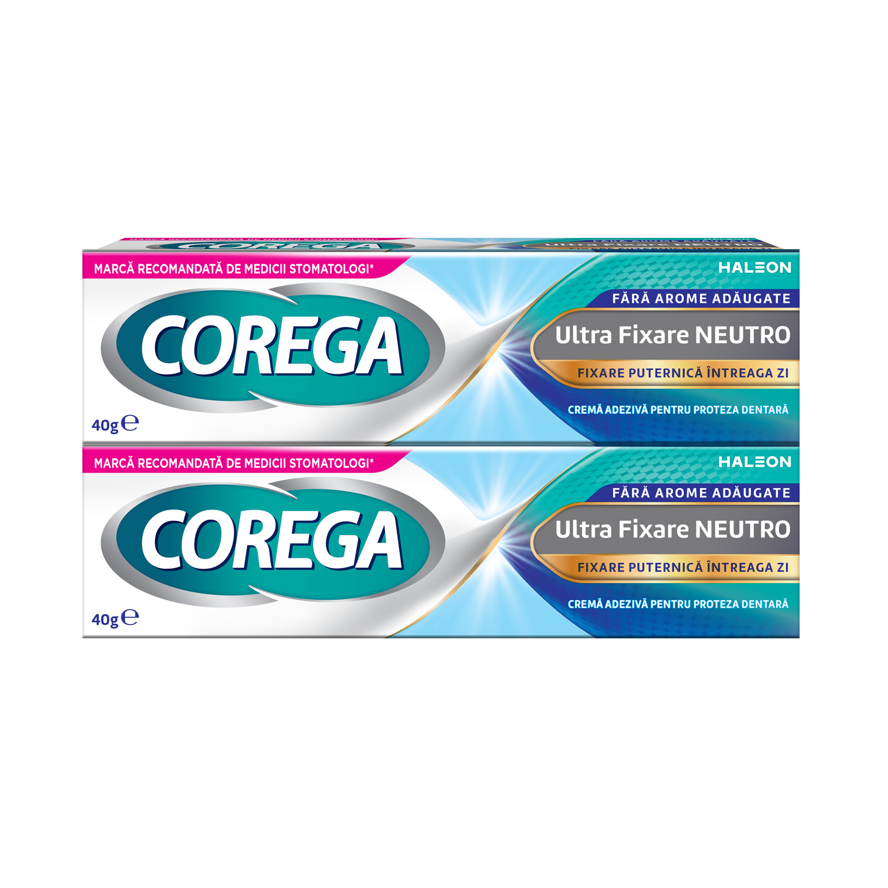 Pachet Corega crema adeziva pentru proteza dentara Neutro, 40g + 40 g, Corega