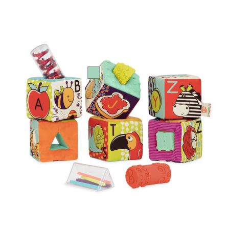 Set 6 cuburi sortator ABC, + 6 luni, B.Toys 773838