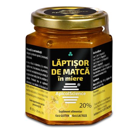 Laptisor de matca in miere 20%, 230 g, Apicol Science