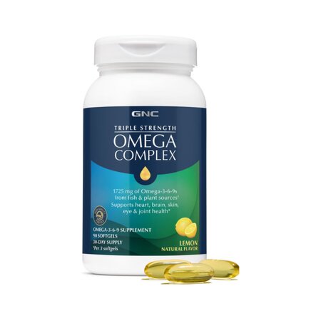 Acizi grasi Omega-3-6-9 Triple Strenght Omega Complex, 90 capsule, GNC