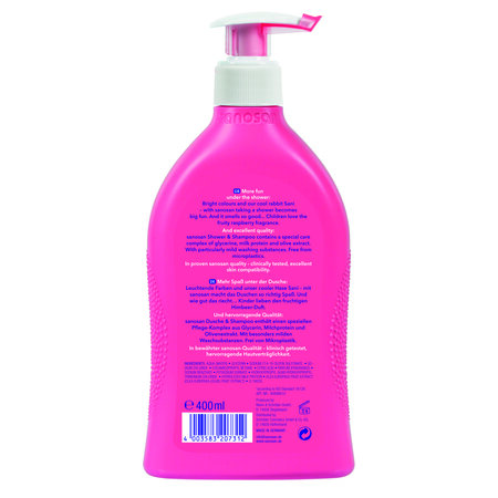 Gel de dus si sampon pentru copii, Zmeura,400 ml, Sanosan 794475